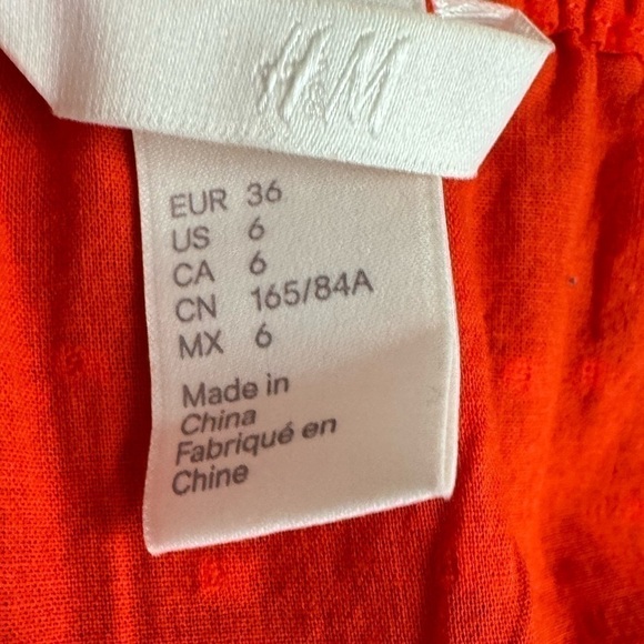 H&M US 6 Burnt Orange Off Shoulder Bohemian Sundress 100% Cotton Knee Length - Picture 13 of 14